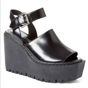 Opening Ceremony Luna Shiny black platform wedge